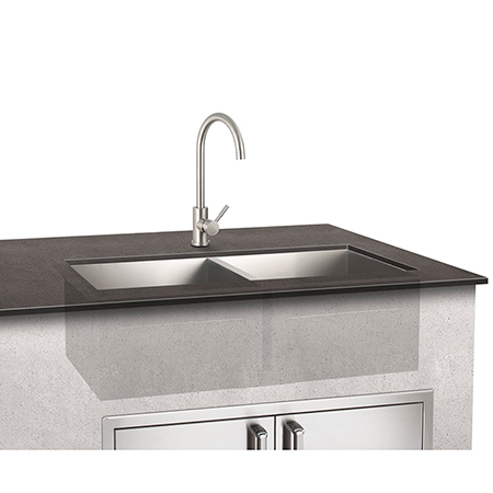 Fire Magic Stainless Steel Double Under Mount Sink and Stainless Steel FaucetFaucet