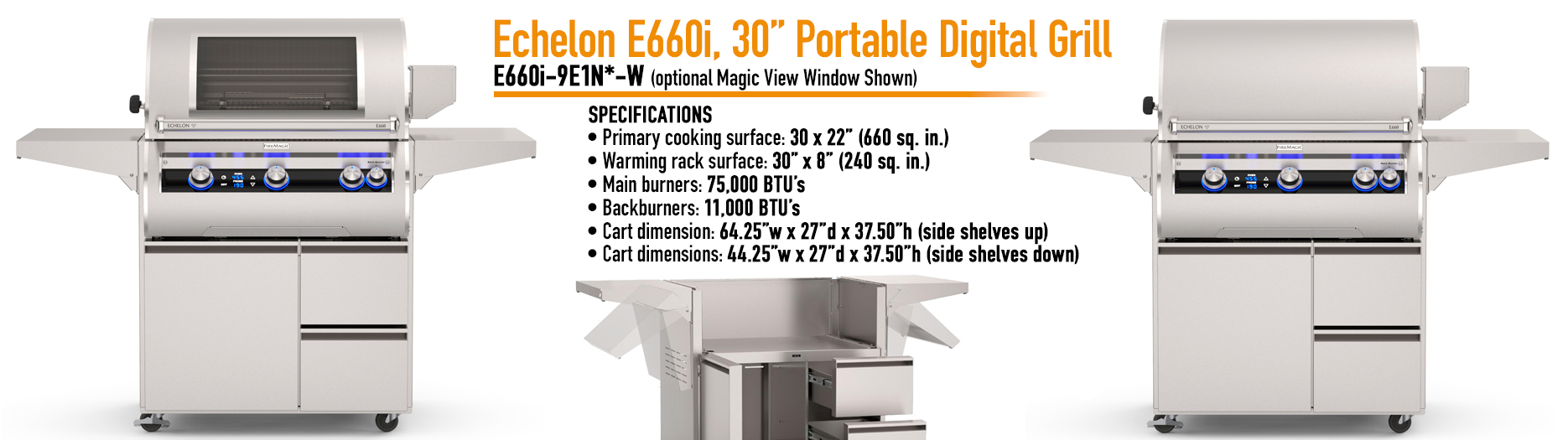 Fire Magic Digital Echelon Diamond Series E660 Cart Grill with Rotisserie