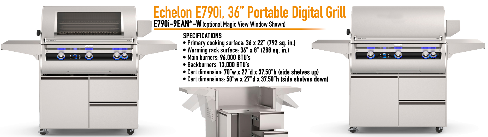 Fire Magic Digital Echelon Diamond Series E790 Cart Grill with Rotisserie