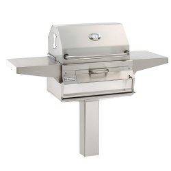 Fire Magic Legacy Charcoal 24" In Ground Post Mount Grill with Smoker Hood